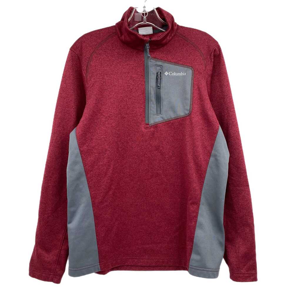 Columbia Red Gray Quarter Zip Long Sleeve Sweatshirt | Men’s S
